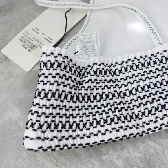 KISUII Bikini Set Large White Two Piece Halter Smocked Hipster Bikini BARNEYS - Picture 14 of 16